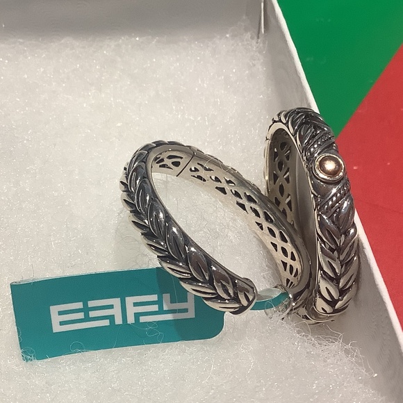 Sterling Silver & 18K Rose Gold Hoop Earrings, EFFY - Picture 4 of 11